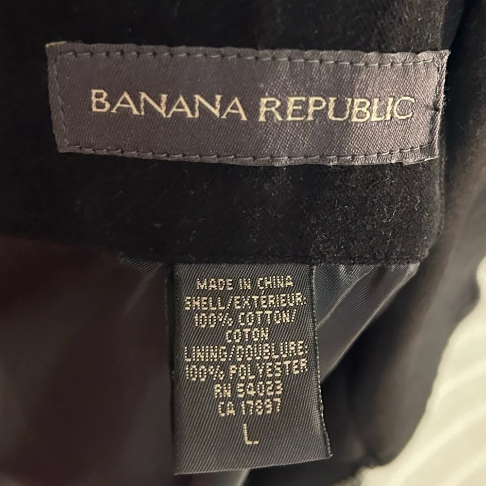 Vintage Banana Republic Men’s Collared Bomber Zip-up Jacket in Black - L